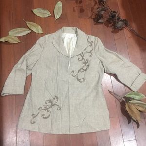 ColdWater Creek Embroidered Linen Jacket